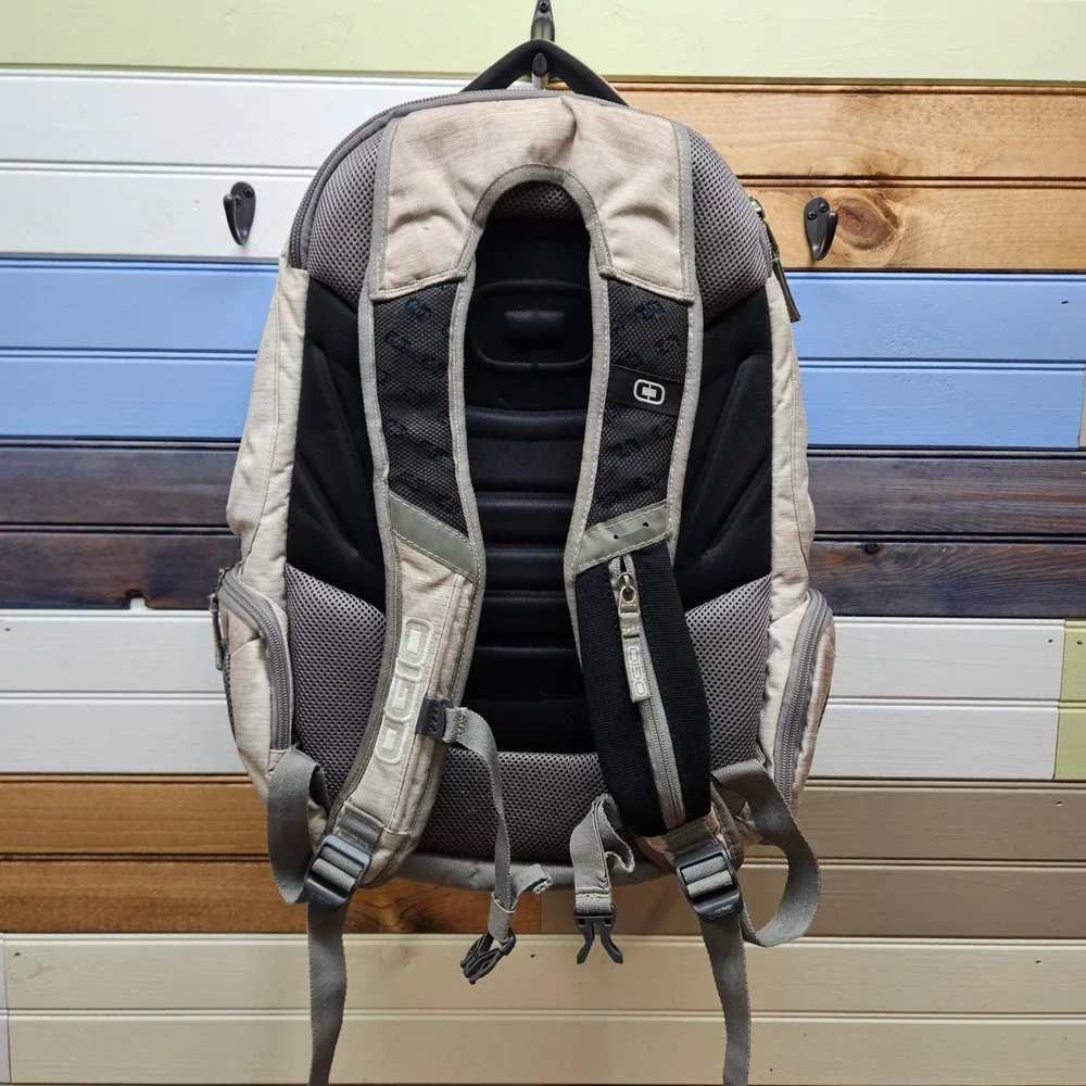 OGIO Laptop Backpack Tan Gray Multi Compartment Tech Bag Travel Commuter